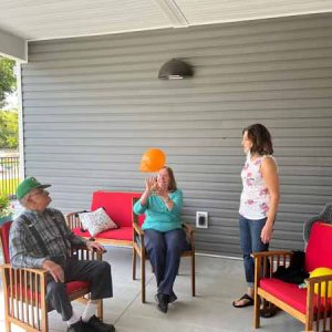 Seniors playing balloon